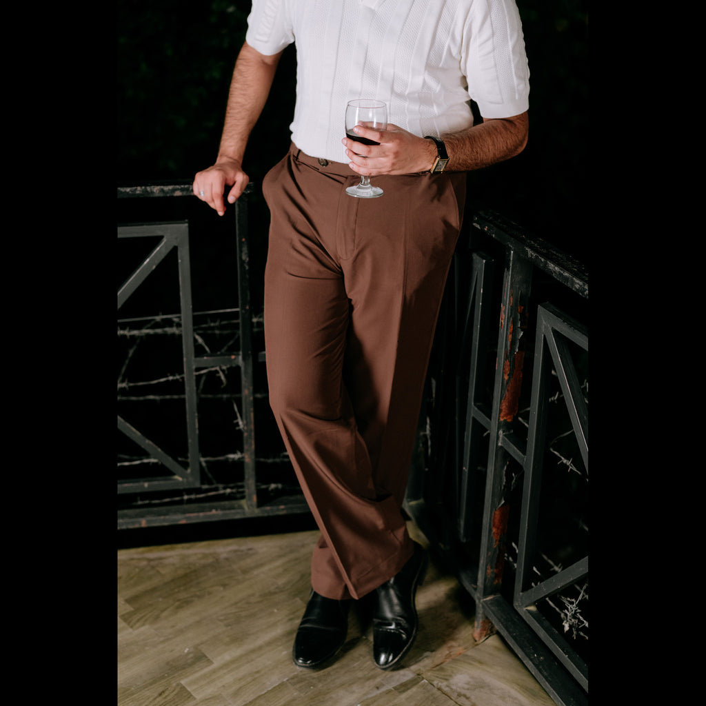 CHOCOLATE BROWN ADJUSTABLE STRAIGHT FORMAL PANT