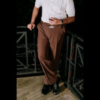 CHOCOLATE BROWN ADJUSTABLE STRAIGHT FORMAL PANT