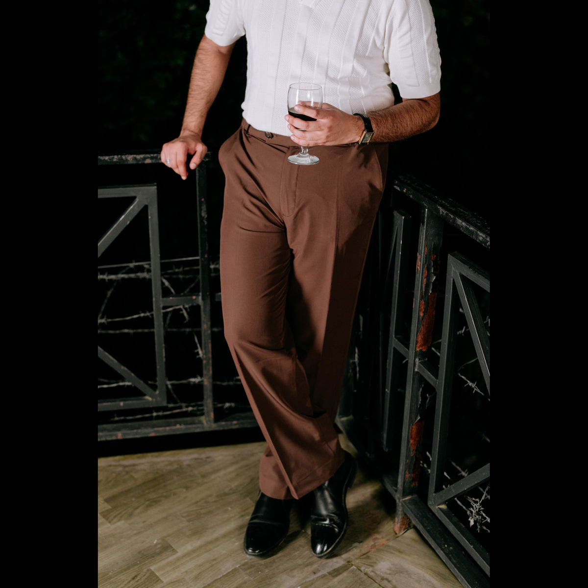 CHOCOLATE BROWN ADJUSTABLE STRAIGHT FORMAL PANT