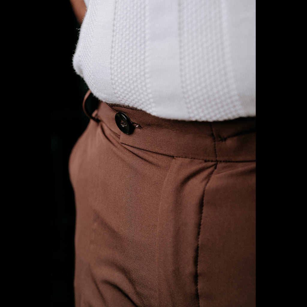 CHOCOLATE BROWN ADJUSTABLE STRAIGHT FORMAL PANT