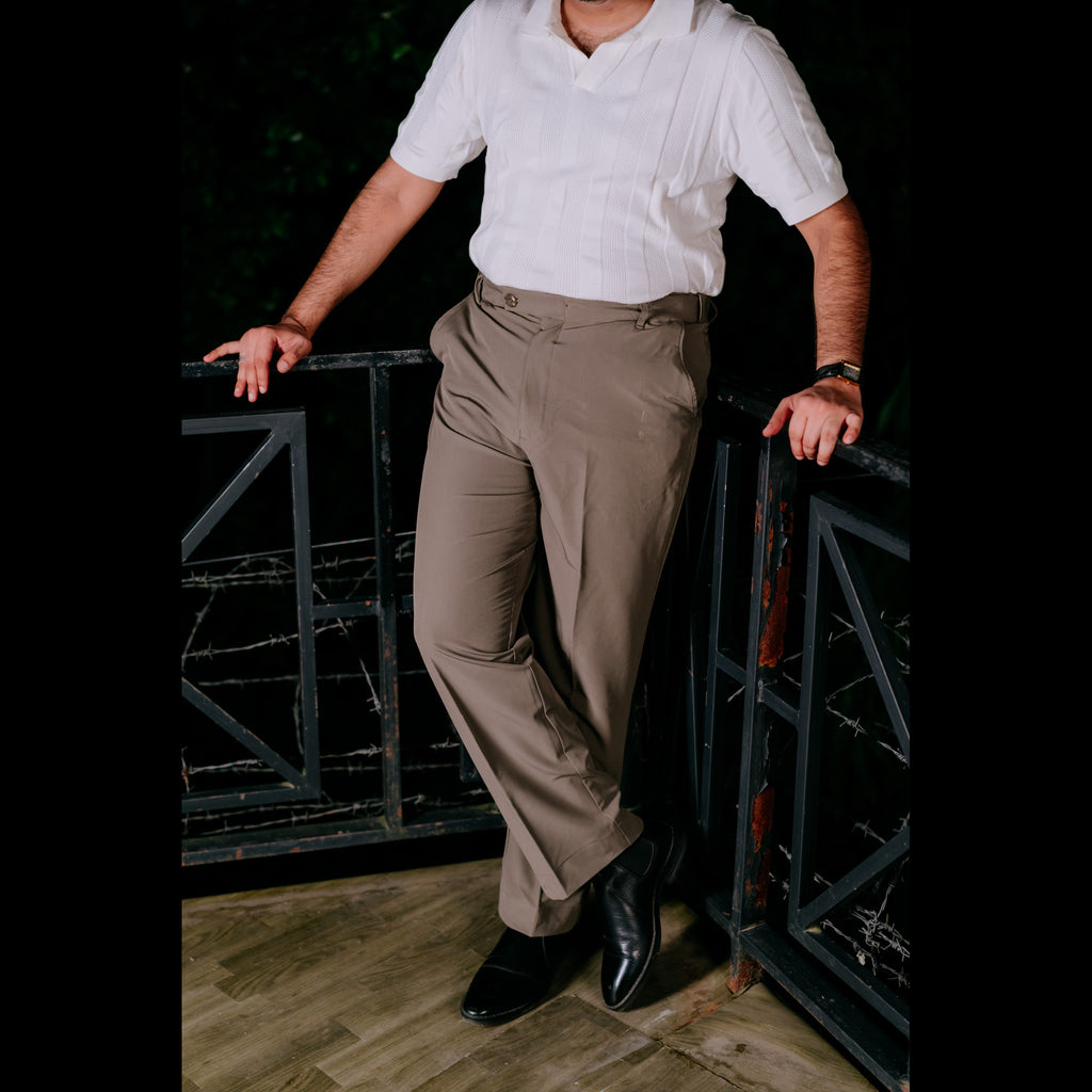 STONE GREY ADJUSTABLE STRAIGHT FORMAL PANT